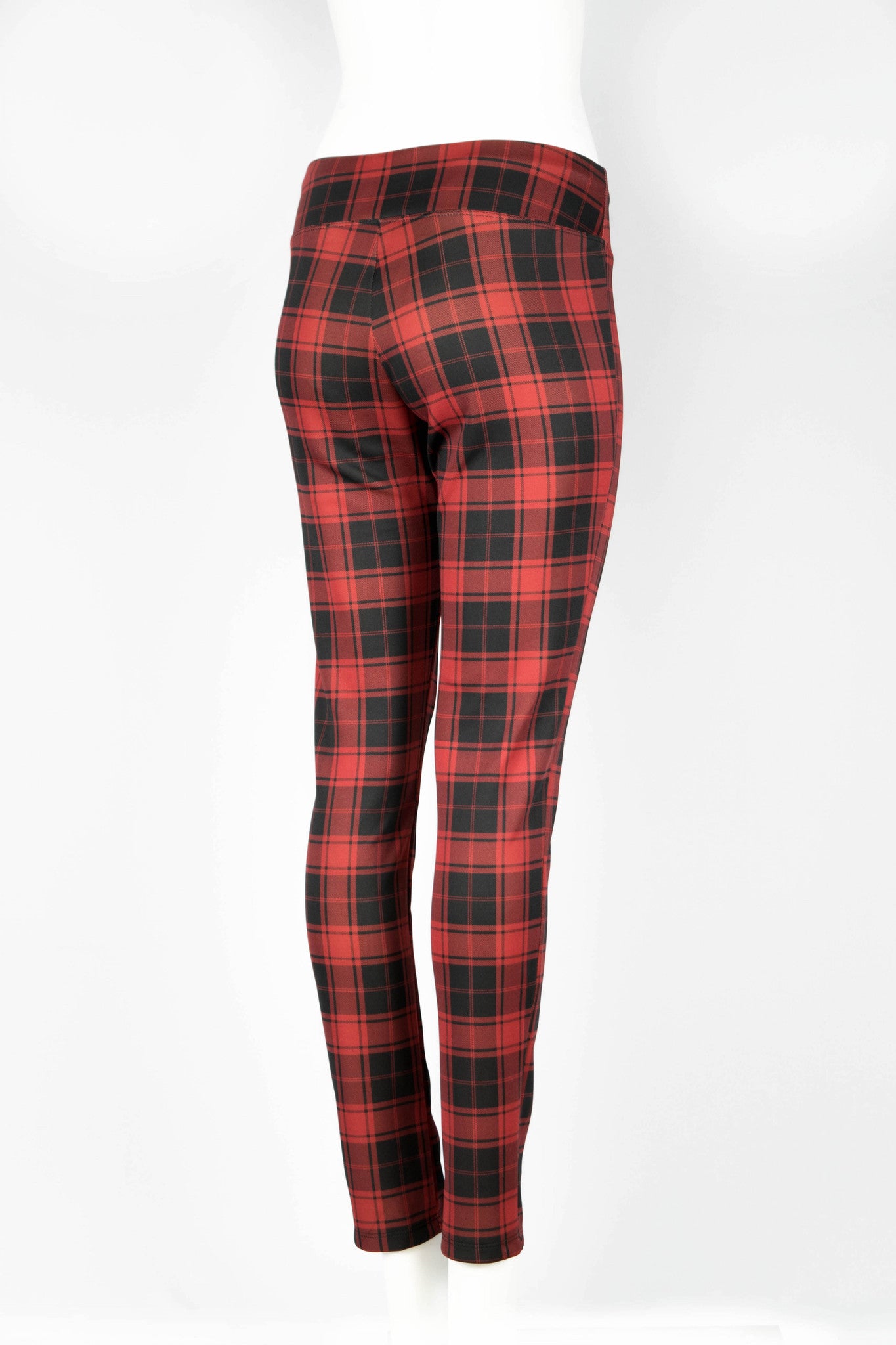 Fitted Slim-fit Pants - Red/plaid - Ladies